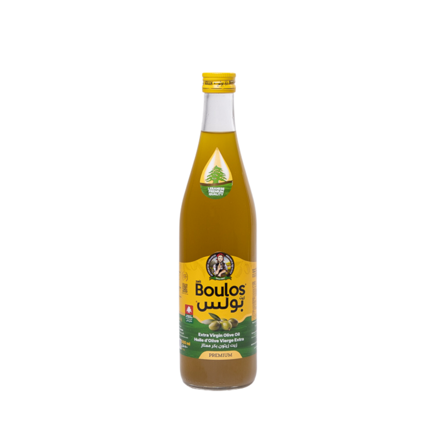 BOULOS Extra Virgin Olive Oil 500ML Round Glass Bottle