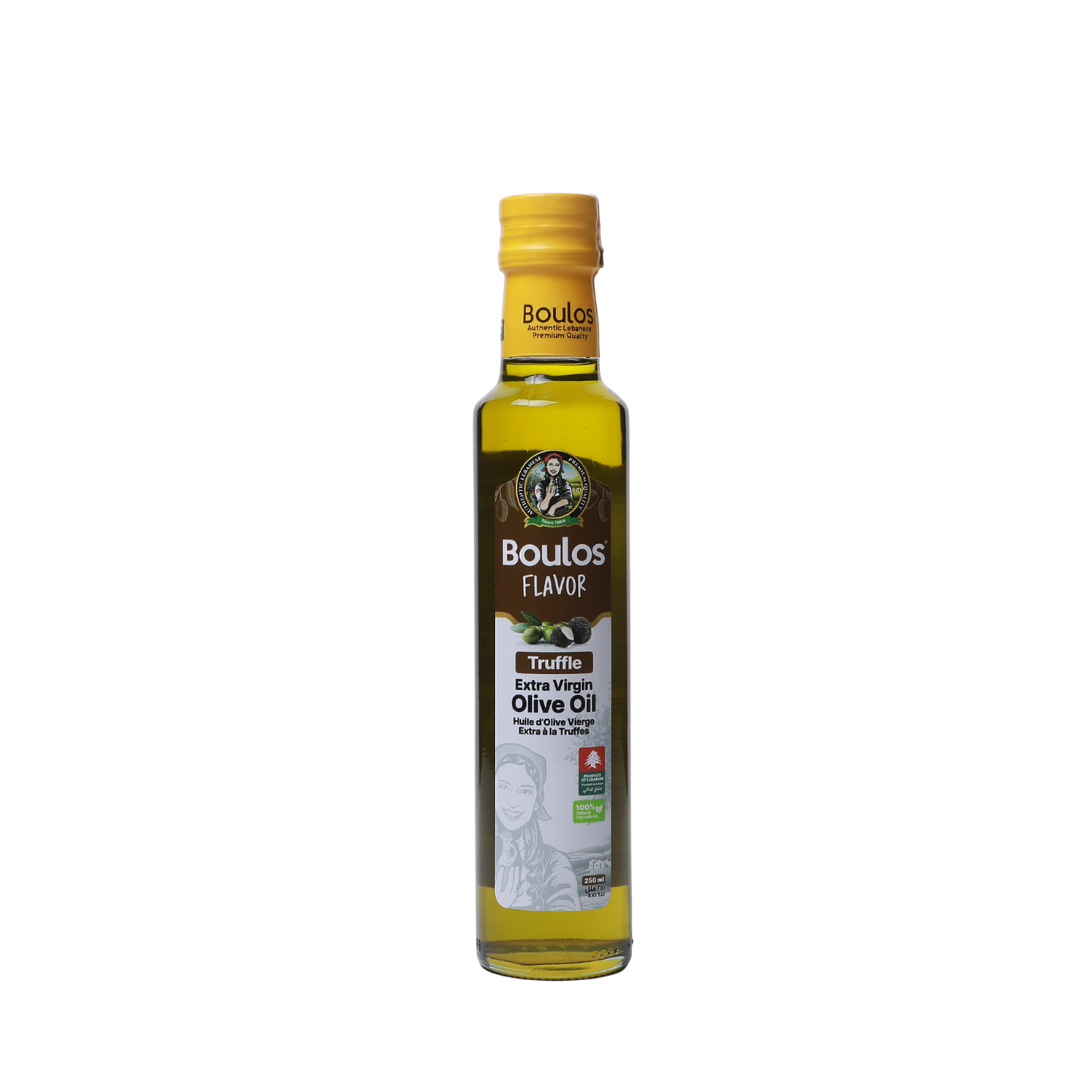 Boulos Flavored Extra Virgin Olive Oil Truffle Flavor 250ML "Dorica" Clear Glass Bottle