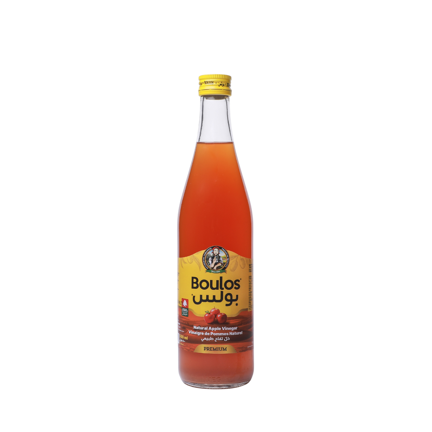 Boulos Natural Apple Vinegar 500ML Round Glass Bottle