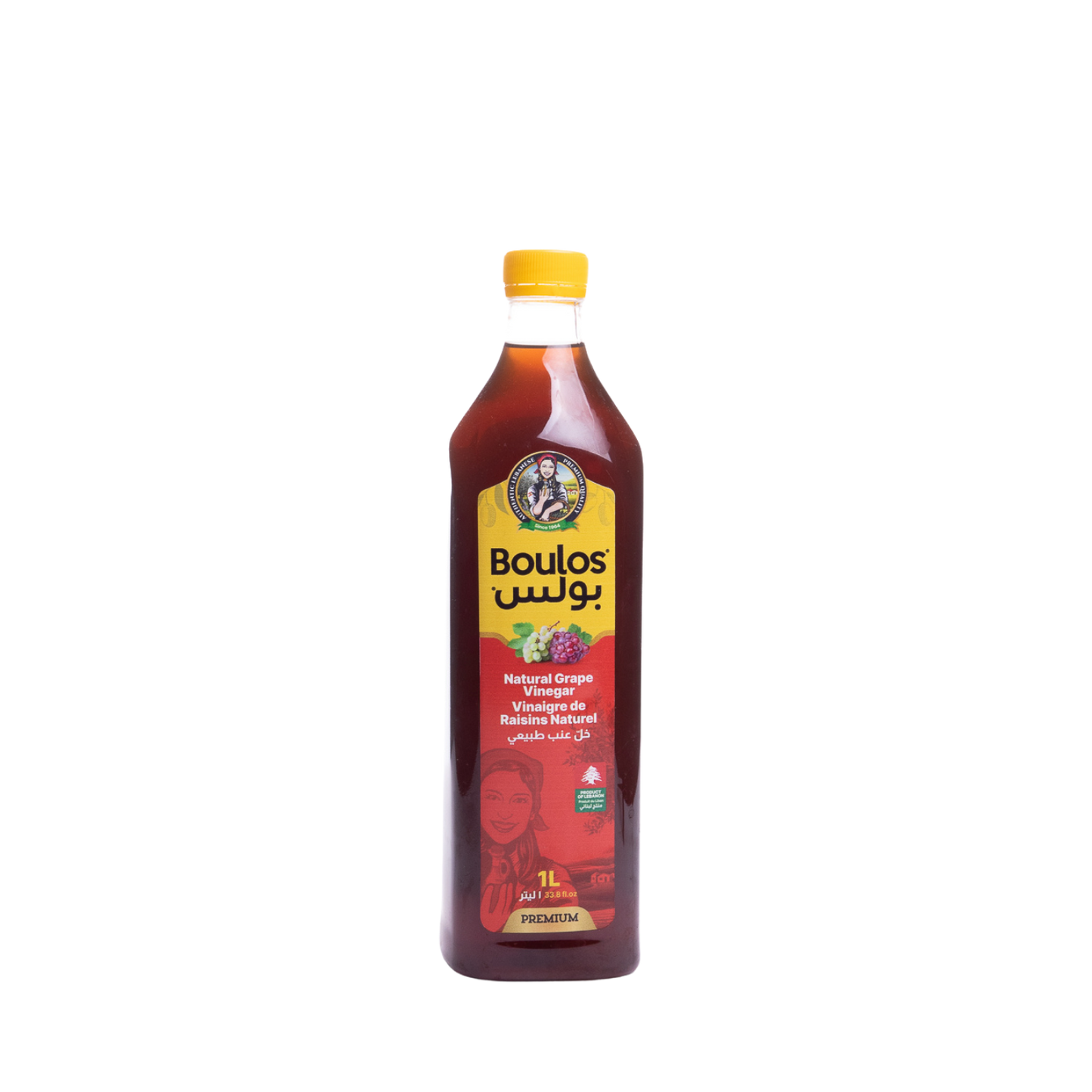 Boulos Natural Red Grape Vinegar 1L Square Pet Bottle