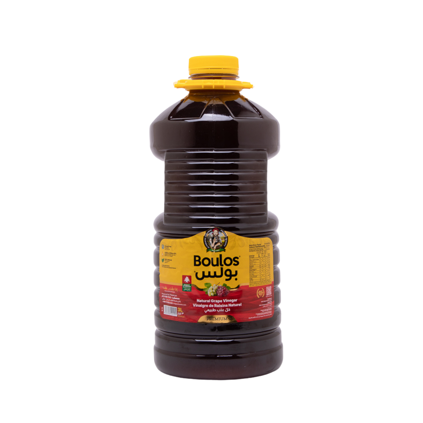 Boulos Natural Red Grape Vinegar 3L Round Pet Gallon