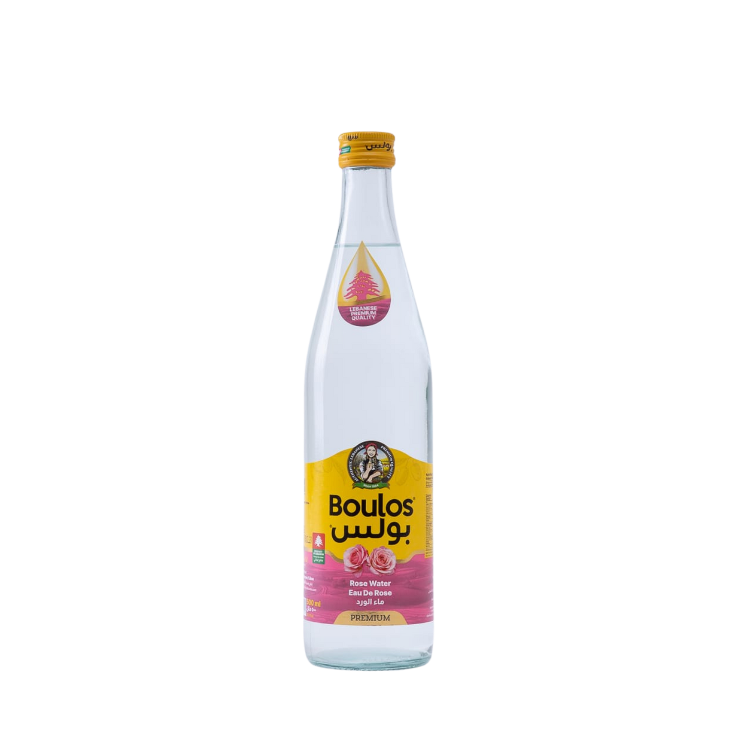 Boulos Rose Water Extra 500ML Round Glass Bottle