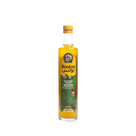 BOULOS Extra Virgin Olive Oil 500ML "Dorica" Round Clear Glass Bottle
