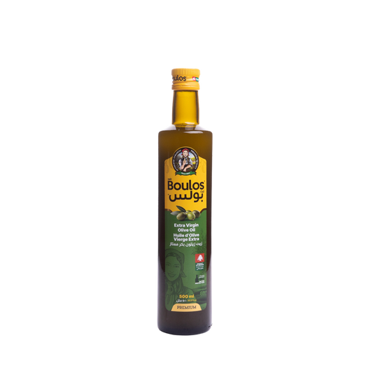 BOULOS Extra Virgin Olive Oil 500ML "Dorica" Round Green Glass Bottle