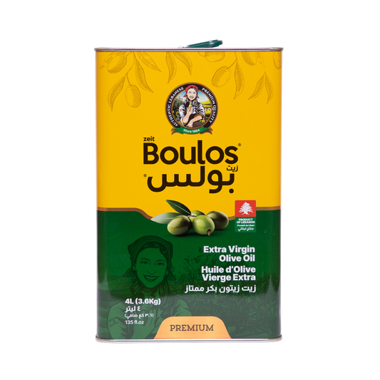 Boulos Extra Virgin Olive Oil 4L (3.6 KG Net) Printed Metallic Tin