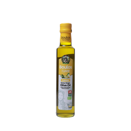 Boulos Flavored Extra Virgin Olive Oil Lemon Flavor 250ML "Dorica" Clear Glass Bottle