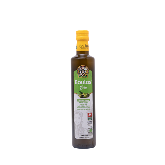 Boulos Bio Certified Organic Extra Virgin Olive Oil 500ML “Dorica” Round Green Glass Bottle