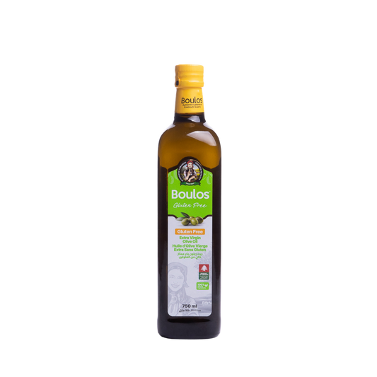 BOULOS Tested Gluten Free Extra Virgin Olive Oil 750ML "Marasca" Square Green Glass Bottle
