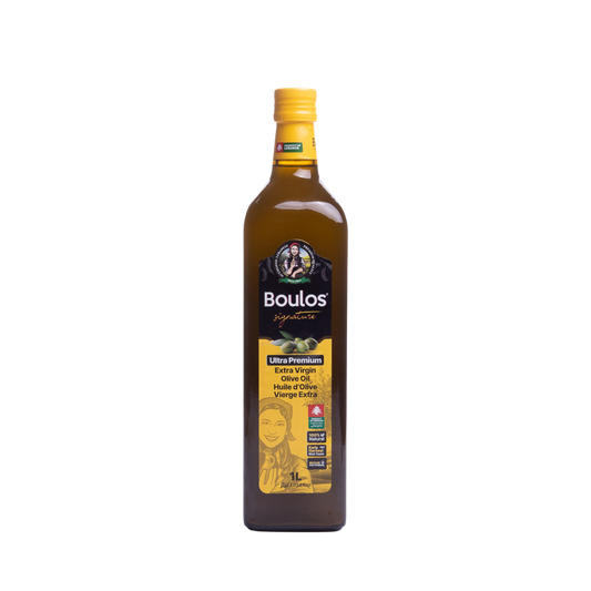 BOULOS Extra Virgin Olive Oil Ultra Premium “Signature” 1L "Marasca" Square Green Glass Bottle