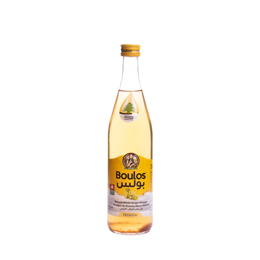 Boulos Natural White Grape Vinegar 500ML Round Glass Bottle