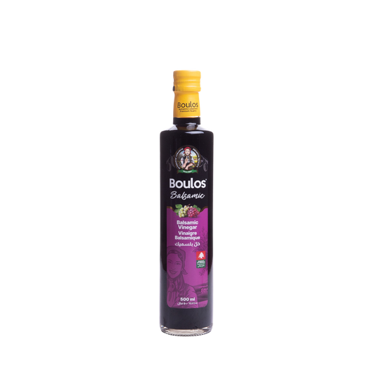 Boulos Premium Natural Balsamic Vinegar (Di Modena) 500 ML "Dorica" Round Clear Glass Bottle
