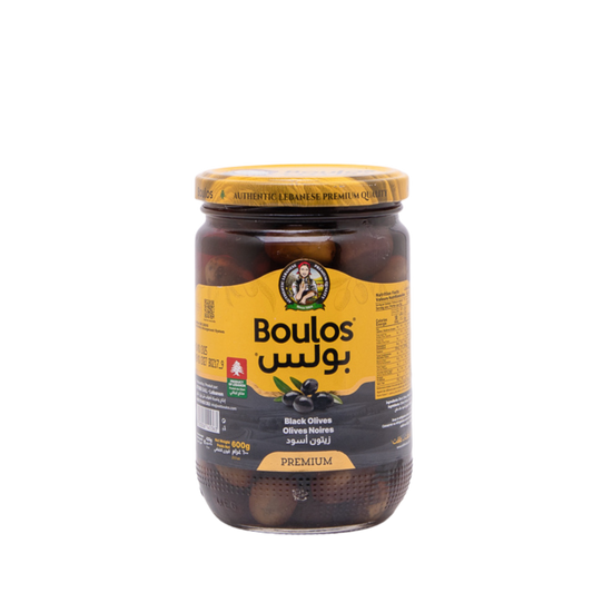 Boulos Black Olives Premium Extra "Zahra" 650G Net Weight Glass Jar