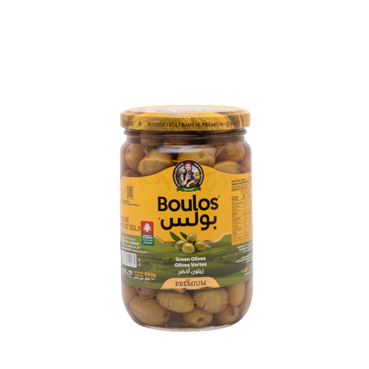Boulos Green Olives Premium Extra "Zahra" 650G Net Weight Glass Jar