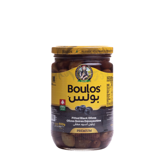 Boulos Black Olives Pitted Glass Jar 650G Net Weight