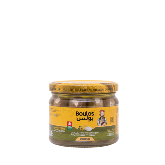 Boulos Green Olives Stuffed With Labneh Glass Jar 300G Net Weight