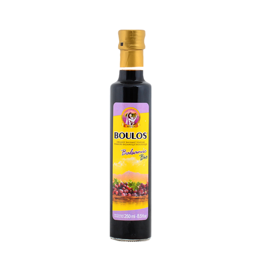 Boulos Bio Certified Organic Premium Balsamic Vinegar (Di Modena) 250ML Dorica Glass Bottle