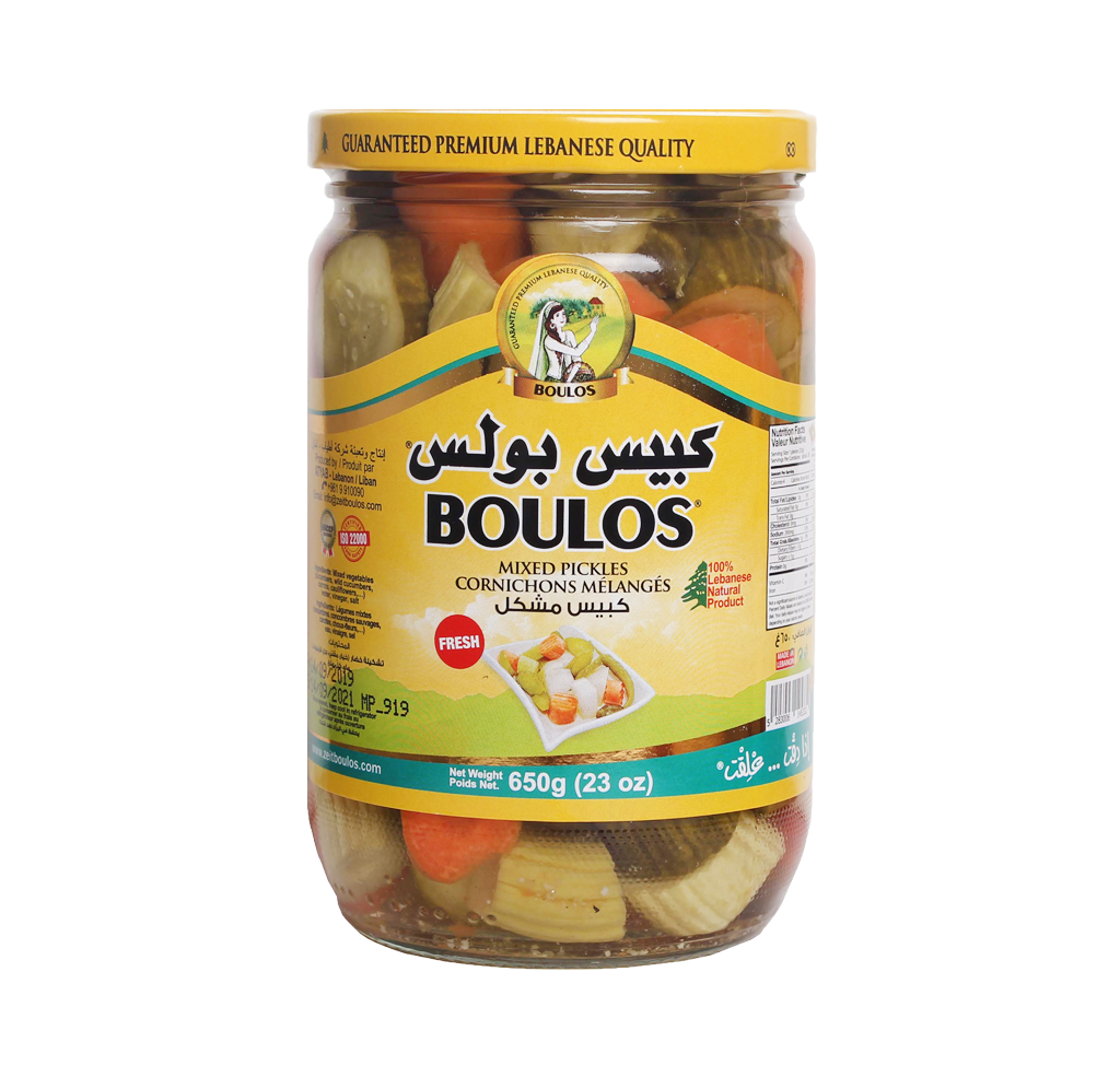 Boulos Mixed Pickles Glass Jar 650G Net Weight