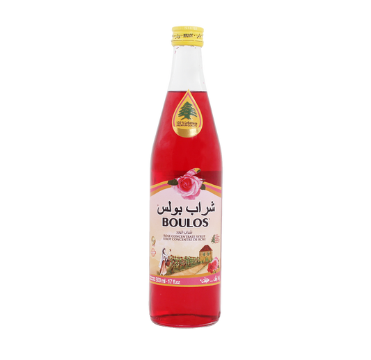 Boulos Rose Syrup Extra Premium 500ML Round Glass Bottle